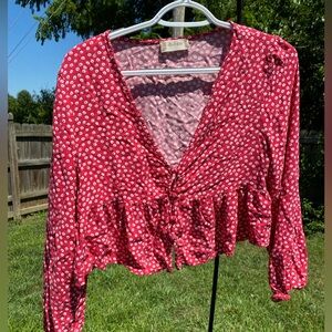 Altar'd State Red Floral Crop Top